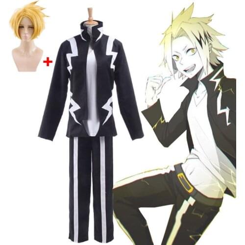 Boku No Hero Academia My Hero Academia Kaminari Denki Wigs Cosplay Costume School Uniform Men Battle Suit Halloween Costume