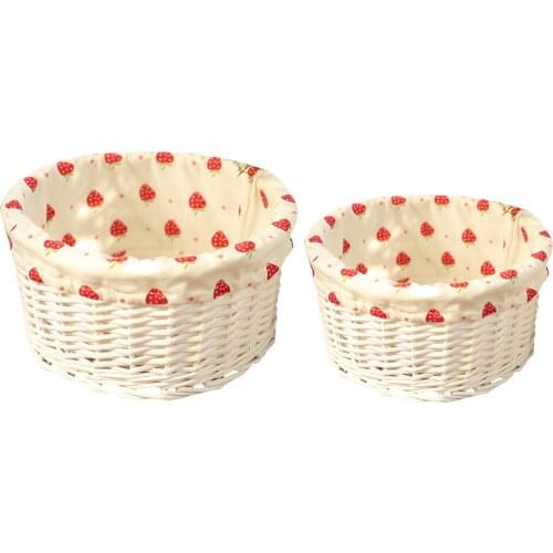 Round Wicker Woven Desktop Plants Storage Basket Large Jewelry Cosmetics Organizer Key Remote Storage Box