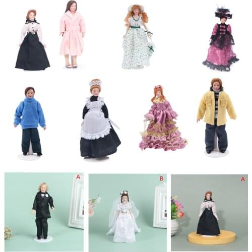 1PC 1:12 Miniature Mini Victorian Doll Model Dollhouse Doll Green Lady Dollhouse Decoration kid gift girl pretend play toy