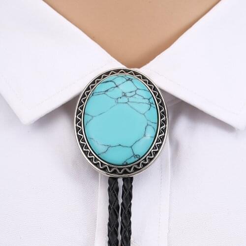 Fashion Western Cowboy Bolo Tie metal buckle with Tiger Eyes decorative balck Leather chain Necktie Mens Necklace Jewelry