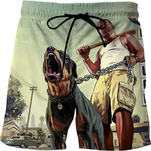 Hot selling Summer Shorts game GTA 5 Sports Shorts 3d printed men/women harajuku Swimming trunks brand Beach Shorts board pants