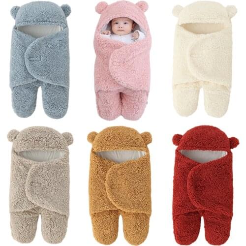Soft Newborn Wrap Blankets Comfortable Cotton Baby Sleeping Bag For Newborns Sleepsack Infant Hooded Wrap Swaddling Blanket 0-9M
