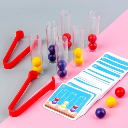 Thinking Game Test Tube Clip Bead Toy Early Childhood Education Puzzle Color Perception Fine Motor Exercise Teaching Aids