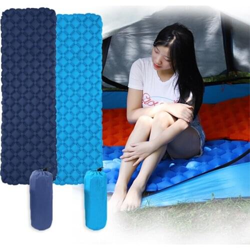Outdoor Camping Sleeping Pad Portable Inflatable Mattress Nylon Mattress Lightweight Moisture-proof Air Mattress Tent Picnic Pad