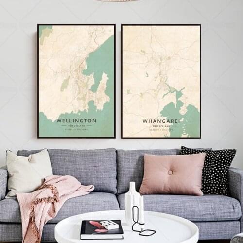Wall decor Wellingt city map Whangaei city mapHD Print Fashion Painting Minimalist Decorative Picture