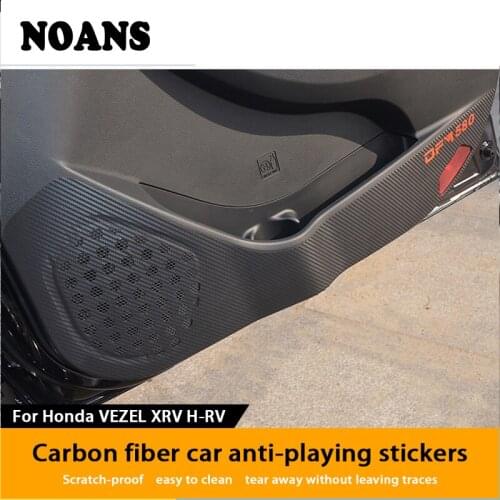 NOANS 4/8pcs Auto Car styling 3D Carbon Fiber Door Anti Kick Pad Mat Stickers For Honda CRV Interior Door Stickers Accessories