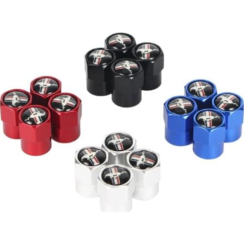 New 4PCS Auto Wheel Tire Valve Stem Caps Cover For Mustang 2015 2017 2018 Car accessories