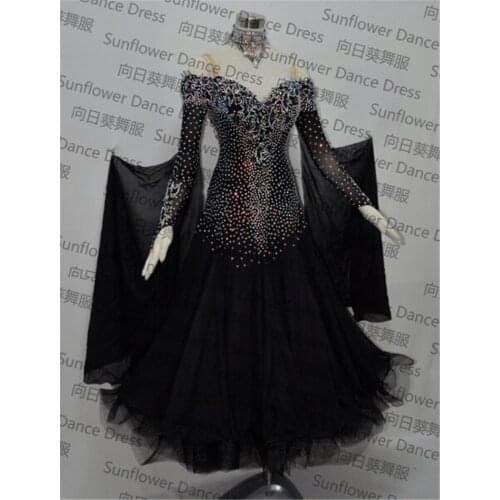 New standard dance dress,ballroom dance competition dresses,Chiffon Dress,womens dance dresses,modern dance skirts, black color