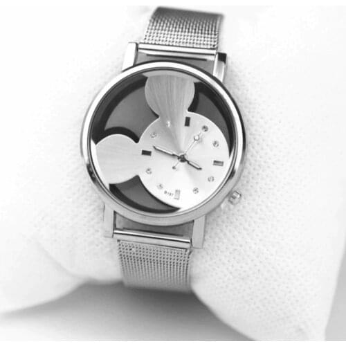 Luxury Mickey Watches Fashion Quartz Hollow Ladies Casual Stainless Steel Women Dress Wristwatch Reloj Mujer