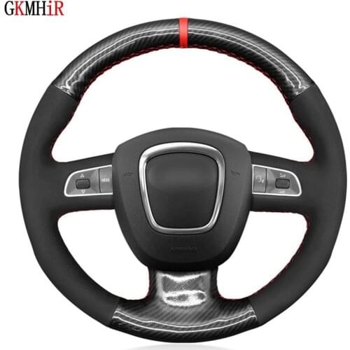 DIY Hand-stitched Black PU Carbon Fiber Car Steering Wheel Cover For Audi A3 8P Sportback A4 B8 Avant A5 8T A6 C6 A8 D3 Q5 8R Q7