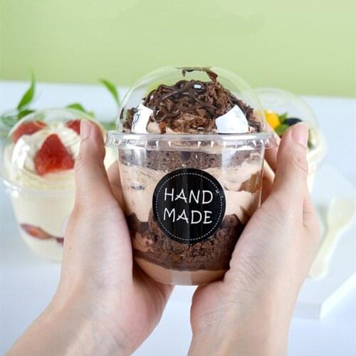 50pcs Net red U shape Tiramisu plastic cups ice cream cup 360ml cake box packaging pudding jelly yogurt dessert cups with lids