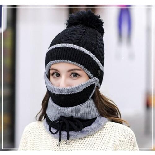 Hats Woman Winter Tide Thickening Knitting Keep Warm Hat Ma'am Winter Cotton-padded Cap Windbreak Ride A Bike Earmuffs Wool Hat