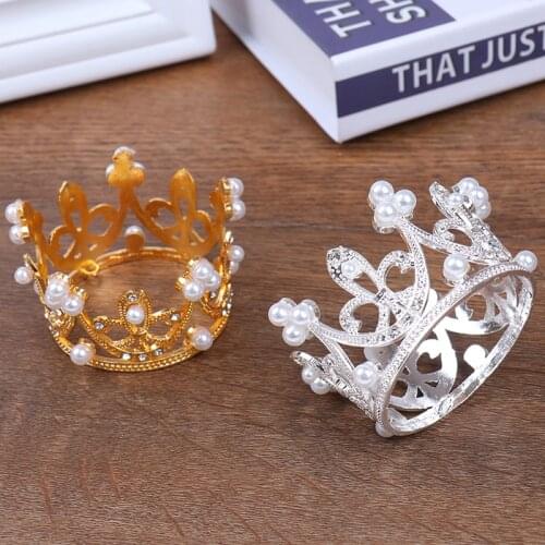 1PC Party Supplies Tiara Gold Color Crown Cake Topper Decoration Decorative Elegant Wedding Cake Princess Birthday Decoratio