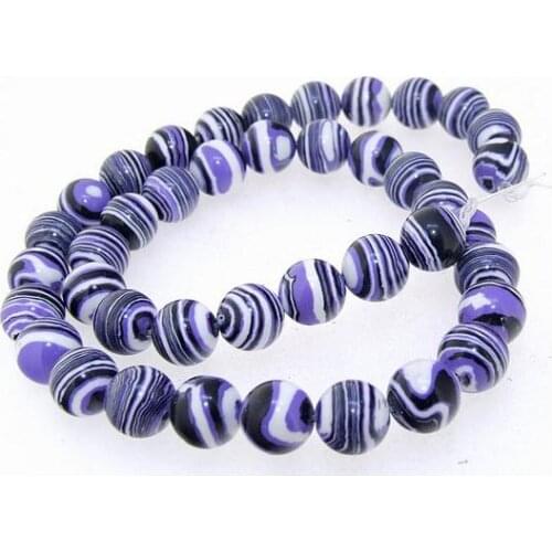 Unique Pearls jewellery Store Round Purple Malachite Jasper 10mm Gemstone Loose Beads One Full Strand 15'' LC3-0275