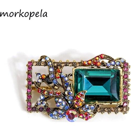 Morkopela Baroque Crystal Brooch Pins Vintage Flower Women Men Pin And Brooches Jewelry Scarf Clip Broach Accessories