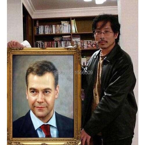 High quality art oil painting--BEST business gift TOP Custom portrait photo picture OIL painting 36 inches