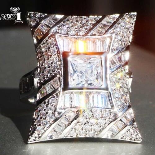 YaYI Jewelry Princess Cut 9.5 CT White Zircon Silver Color Engagement Rings wedding Heart Rings Girls Party ring Gifts 894