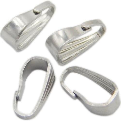 50pcs 6x2.5/9x3.9mm 304L Stainless Steel Pendant Bails Clips & Pendant Connectors Clasps Jewelry Findings Materials Components B