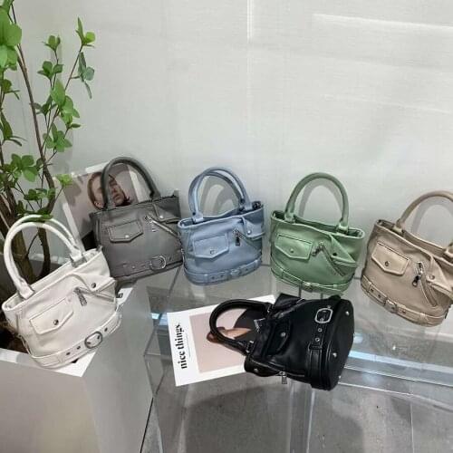 For Women Vintage Punk Shoulder Bag Luxury Pu Chic Buckets Bag Small Tote Purses 2022 Casual Creative Cloth Shape Crossbody Bags