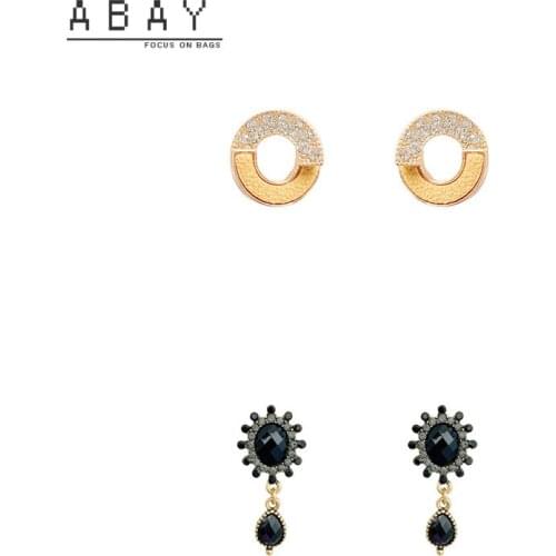 S925 Silver Needle Black Large Zircon Earrings Women New Fashion Crisscross Simple Temperament Design Female Ear Pendant Trend