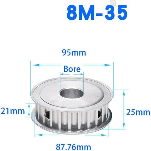 1Pcs AF Type 35-40 Teeth 8M Timing Belt Pulley Slot Width 21mm Bore 10-30mm For 20mm Belt CNC/Step Motor