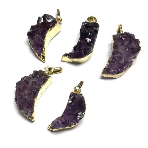1PC Natural Amethysts Crystal Cluster Quartz Charms Pendant for Jewelry Making DIY Necklace Accessories Gift Size 13x18-15x40mm