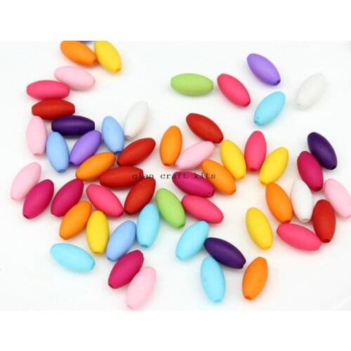 1000pcs rainbow mix color Acrylic Oval Beads Rubber Coated Beads Rubber Effect matte finishment Supply Item 6mm*12mm D25