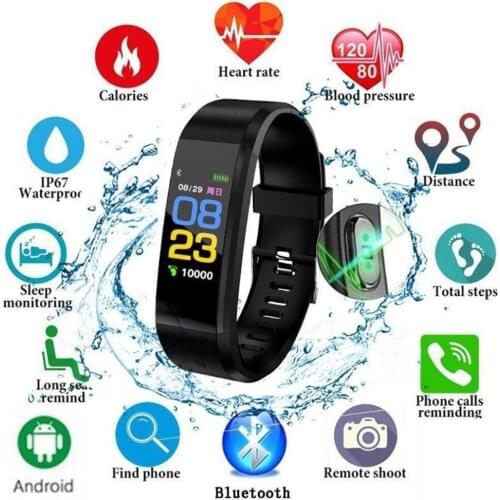 115plus Smart Bracelet Heart Rate Monitor Blood Pressure Monitor Fitness Watches Step Counter Message Push