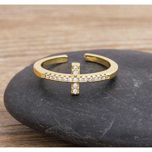 2020 New Simple Design Opening Ring Mini Cubic Zirconia Gold Color Fashion Wedding Jewelry Adjustable Rings For Women Engagement