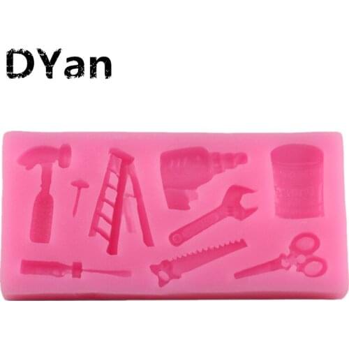 3D Hardware Spanner Scissors Saw Ladder Silicone Fondant Molds Cake Decorating Tools Candy Chocolate Gumpaste Moulds A1439