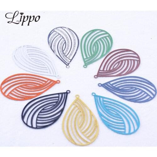 50pcs AB6056 24*40mm Hollow Water Drop Charms DIY Jewelry Making