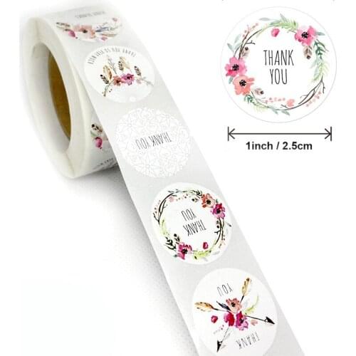 500pcs Pretty Round Floral New Styles Thank You Stickers Seal Label for Wedding Favor Party Handmade Envelope Stationery Sticker