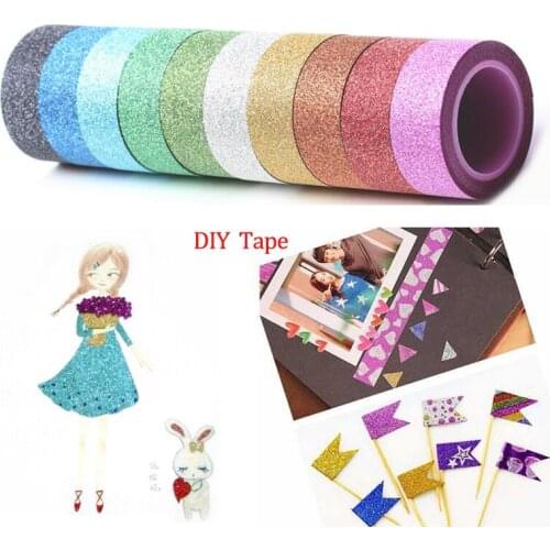 6rolls/set Glitter Washi Tape Sticker Paper Masking Adhesive Office School Tape Label Craft For DIY Decorative Tape