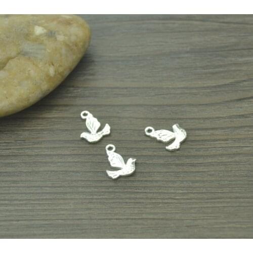 75 pcs Fashion silver plated charms metal bird pendant diy jewelry necklace D557