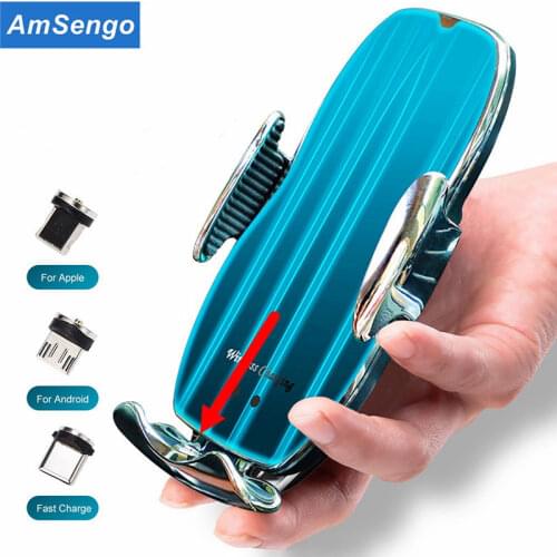 Amsengo Wireless Car Charger Phone Holder For iPhone 12 11 Pro Max Samsung S20 Qi Wireless Charging Car Induction Charger Mount