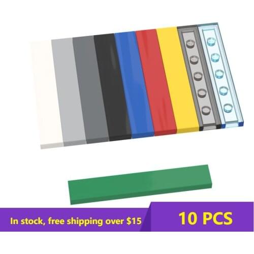 10Pcs MOC 6636 DIY Building Blocks Figure Bricks Smooth 1x6 Tile with Groove Compatible Brand Educational Toys for Children