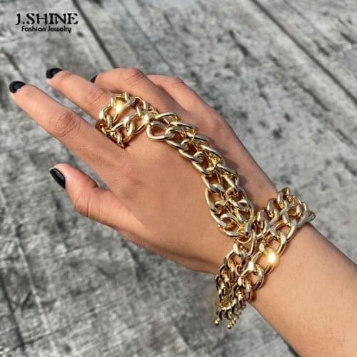 JShine Punk Tassel Chain Bracelets Bangle for Women Men Vintage Thick Aluminum Chain Bracelet on Back of Hand Statement Jewelry