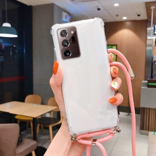 Lanyard Phone Case For Samsung Galaxy A32 4G A22 A42 A52 A72 5G Clear Necklace Rope Cover for samsung s20plus s21 s21 ultra Case