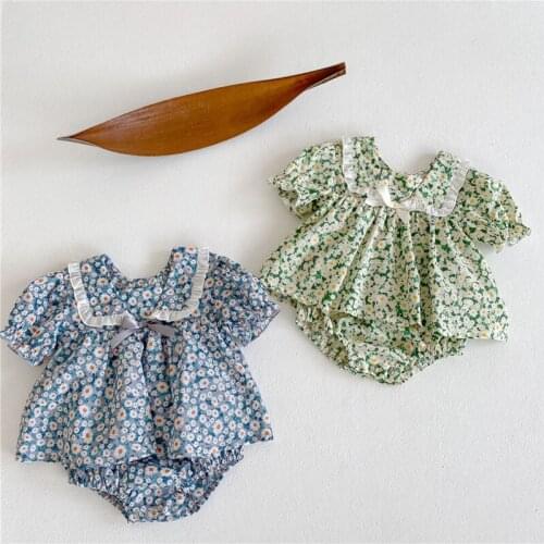 Baby Bodysuit for Newborns Print Short Sleeve Romper Infant Girl Foral Dress Summer New Cotton Kids Clothes Girls Outfits