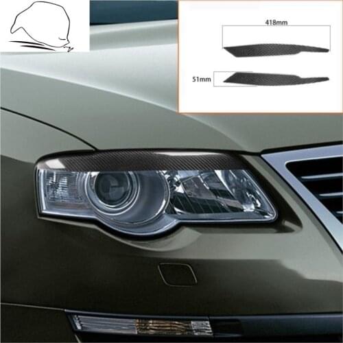 For Volkswagen VW Passat B6 3C 2005-1010 Carbon Headlight Eyebrows Eye Lids Headlamp Cover Refit Sticker Car Accessories