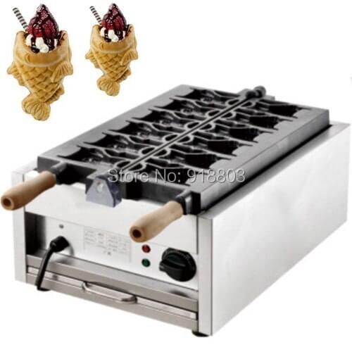 220v Electric Japanese Fish Cream Filled Open Mouth Ice Cream Taiyaki Maker Machine Baker Iron