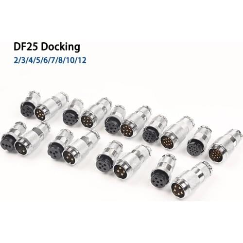 1Set DF25 GX25 Aviation Wire Connectors Butt TYPE Female Male 2/3/4/5/6/7/8/10/12 Pin Electric Docking Aviation Plug Socket