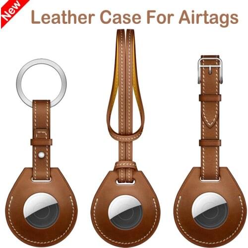 Leather Protector Cover With Keychain For AirTags Shockproof Anti-Scratch Anti-Fall Sleeve Protective Case Shell For Air Tags