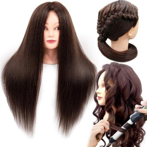 Traininghead 85% Real Human Hair 60CM For Hairdresser Styling Hairdressing Practice Professional Training Mannequin Head Dolls