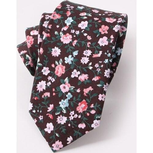 Linbaiway 6.5cm Cotton Floral Print Ties for Men Classic Skinny Adult Neck Tie Cravate Narrow Thick Suits Neck Ties Custom Logo