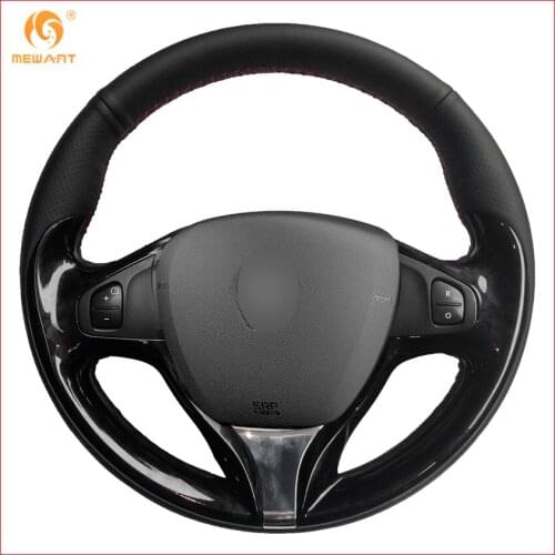 MEWANT Black Artificial Leather Car Steering Wheel Cover for Renault Clio 2013-2015 Captur 2014-2017 Accessories Interior Parts