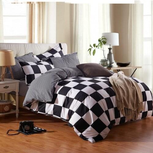 Fashion Bedding Sets Spring Summer Simple Quilt Cover Black White Lattice Personality Duvet Cover Bed Set AB Side Use