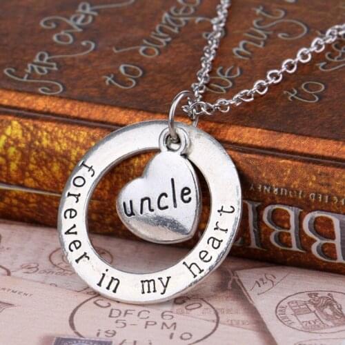 New Arrivel Fashion Charm Trendy Love Uncle Family Gifts Forever In My Heart Jewelry Pendant Necklace New Chain Friend Party