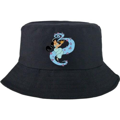 Disney Aladdin and the magic lamp Jasmine Bucket Hat Outdoor Beauty Cartoon Panama Cap Double-sided Sunbonnet Fedoras Fashion