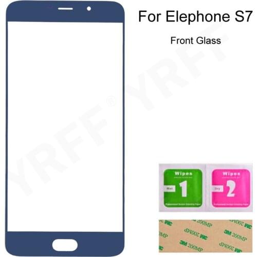 For Elephone S7 Front Glass Panel (No Touch Screen) Outer Glass Cover Assembly Parts With 3M Glue Wipes